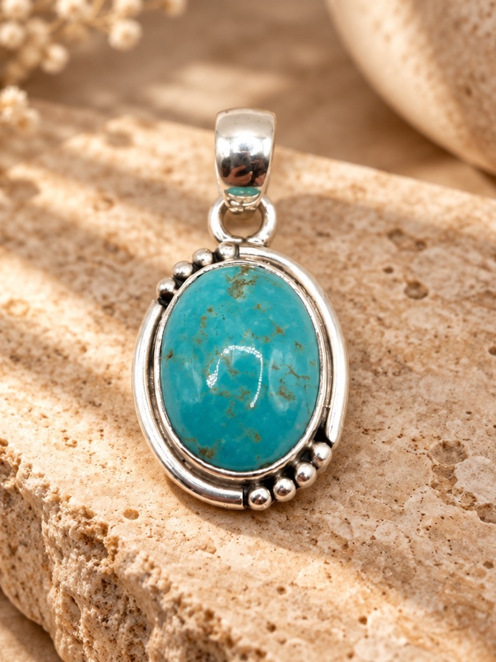 Turquoise Oval Sterling Silver Pendant